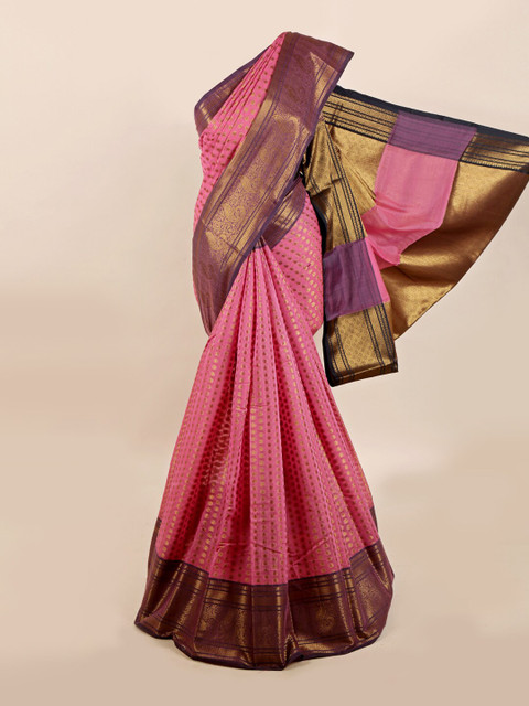 

Pothys Pink & Purple Floral Zari Saree