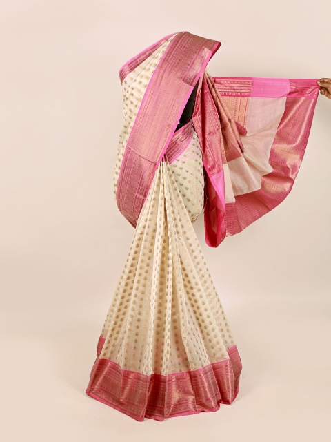 

Pothys Cream & Pink Woven Design Zari Saree