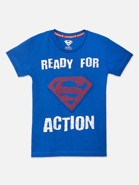 

Kids Ville Boys Blue Superman Printed Cotton T-shirt