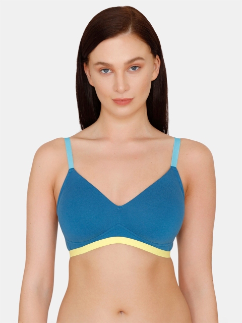 

Zivame Blue & Yellow T-shirt Bra Full Coverage Lightly Padded