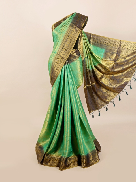 

Pothys Green & Navy Blue Floral Zari Art Silk Banarasi Saree