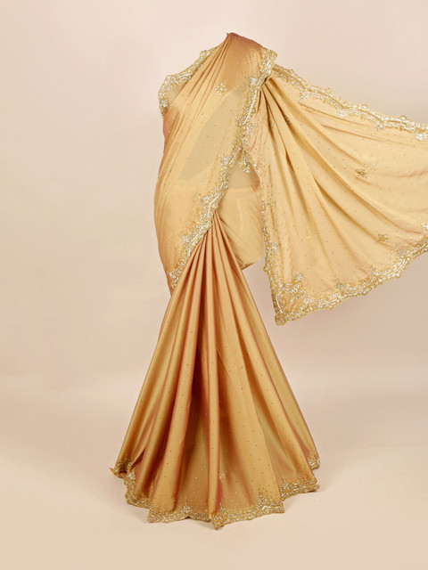 

Pothys Cream & Gold-Toned Ethnic Motifs Saree