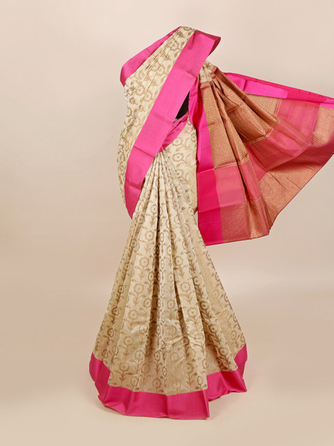 

Pothys Cream & Pink Woven Design Saree