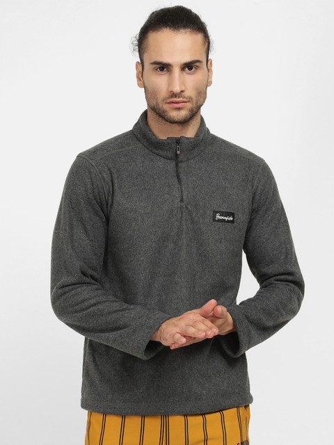 

V2 Value & Variety Men Grey High Neck Cotton T-shirt