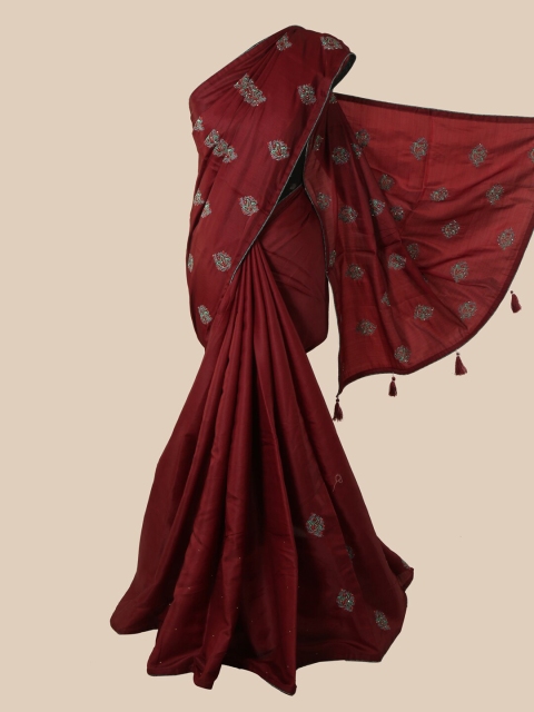 

Pothys Maroon & Grey Ethnic Motifs Art Silk Saree