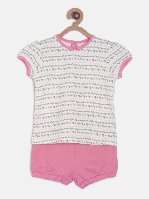 

MINI KLUB Girls White & Pink Printed Top with Shorts