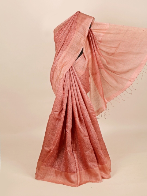 

Pothys Pink Woven Design Jute Silk Saree