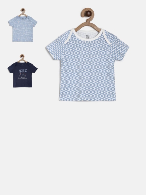

MINI KLUB Boys Blue White 3 Printed Cotton Pure Cotton T-shirts