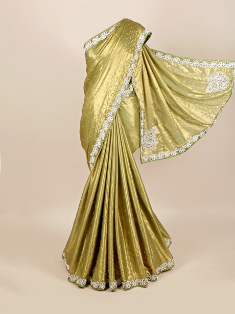 

Pothys Green & White Embellished Saree