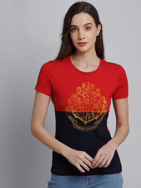 

Free Authority Women Red Black Harry Potter Printed Pure Cotton T-shirt