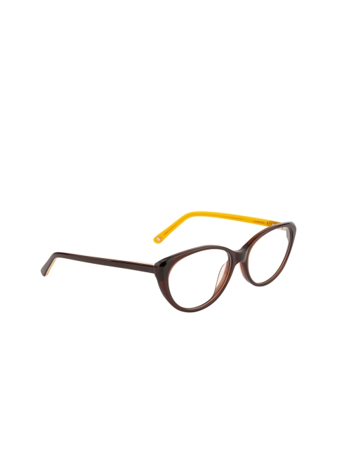 Ted Smith Women Brown & Yellow Full Rim Cateye Frames
