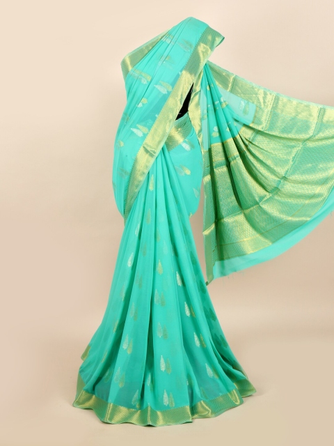 

Pothys Blue & Green Woven Design Zari Art Silk Banarasi Saree