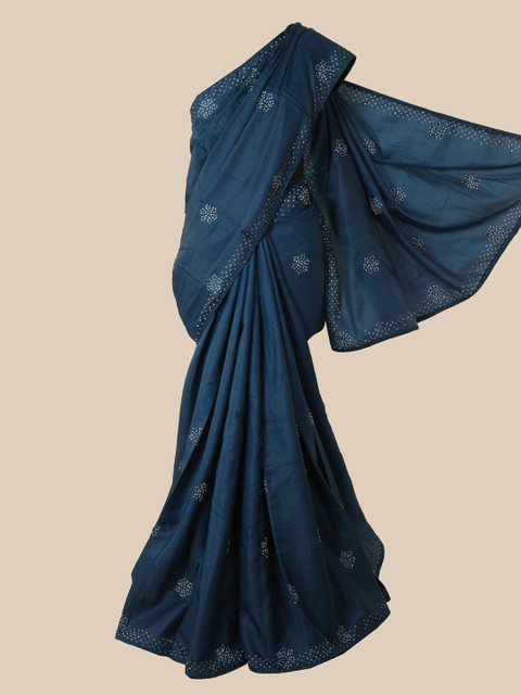

Pothys Blue & White Floral Beads and Stones Art Silk Saree