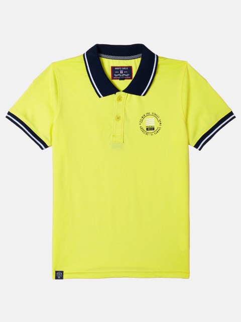 

Monte Carlo Boys Lime Green Polo Collar Cotton T-shirt
