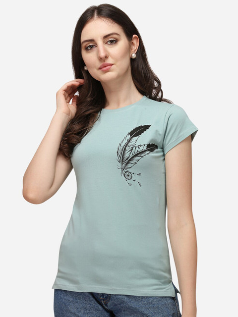 

OM SAI LATEST CREATION Turquoise Blue Printed Regular Top
