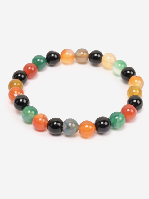 

BuckleUp Unisex Multicoloured Onyx Handcrafted Elasticated Bracelet, Multi