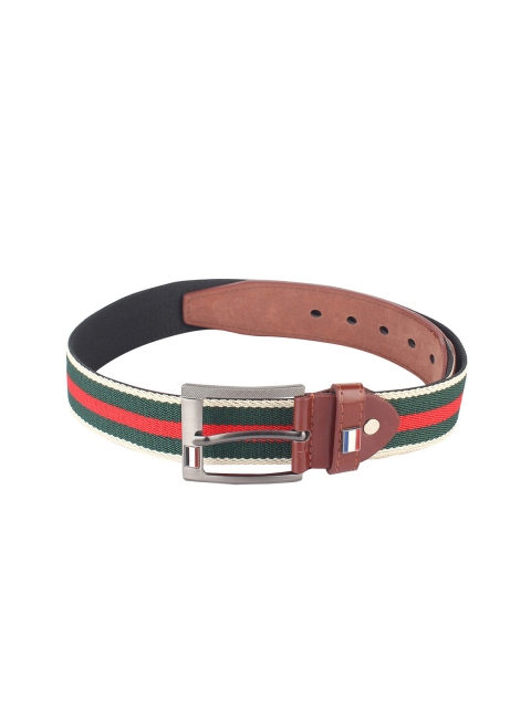 

Swiss Design Men Green Striped Belt