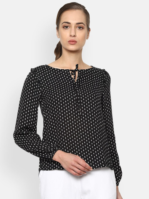 

Van Heusen Woman Black Keyhole Neck Regular Top