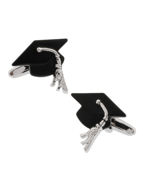 

The Tie Hub Black & Silver-Toned Convocation Hat Cufflinks
