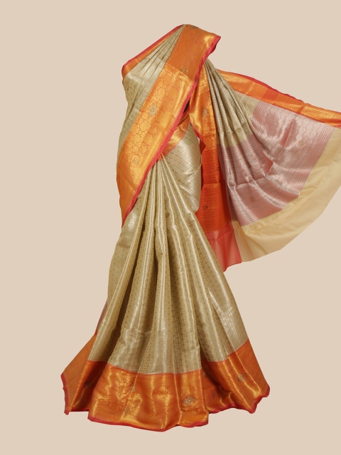 

Pothys Grey & Red Woven Design Art Silk Banarasi Saree
