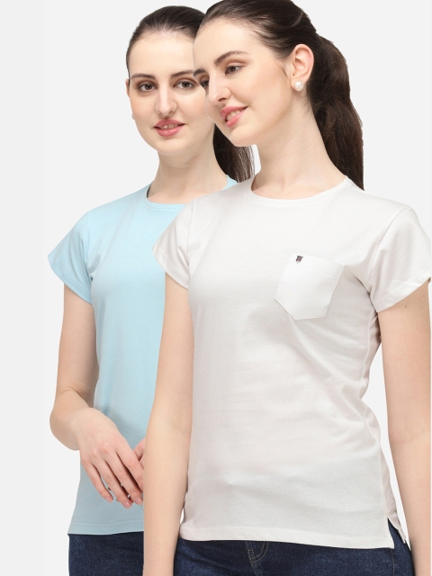 

OM SAI LATEST CREATION Turquoise Blue & White Set of 2 Regular Top
