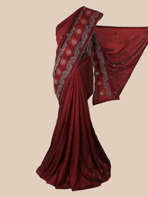 

Pothys Maroon & Grey Floral Art Silk Saree