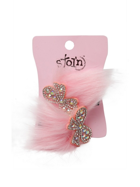

Stoln Girls Set of 2 Pink & White Fur Tic Tac Hair Clip