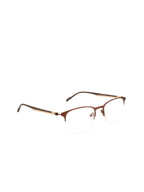 

Ted Smith Unisex Brown & Gold-Toned Half Rim Wayfarer Frames