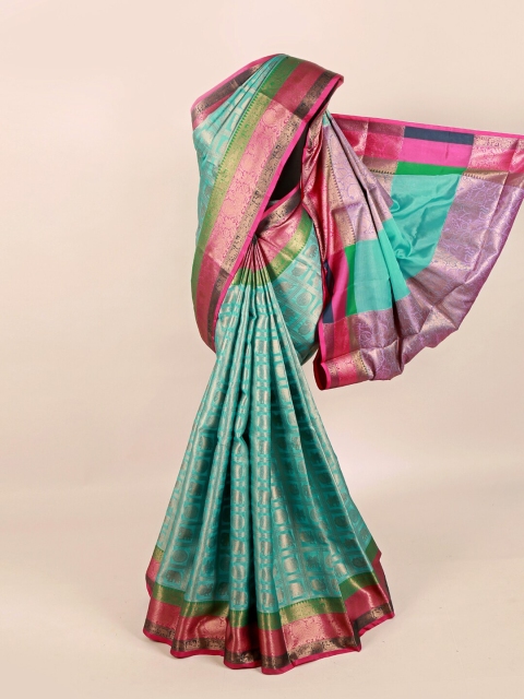 

Pothys Blue & Sea Green Woven Design Saree