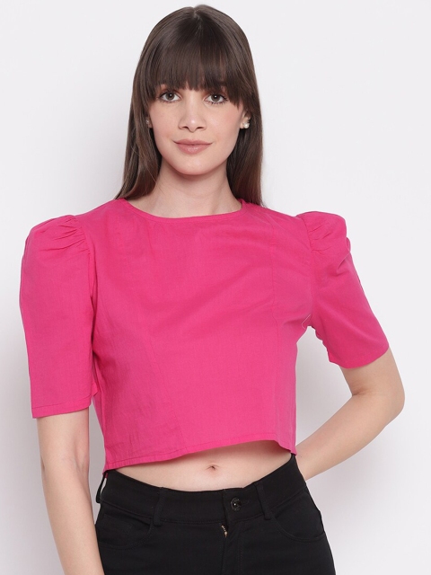 

sandy AND ritz Pink Puff Sleeve Regular Crop Sustainable Top