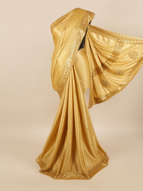 

Pothys Gold Embellished Beads and Stones Pure Georgette Saree