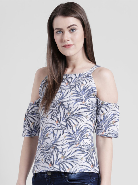 

Yaadleen White Tropical Regular Top