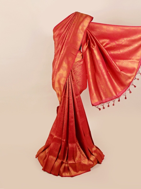 

Pothys Red & Gold-Toned Woven Design Art Silk Banarasi Saree