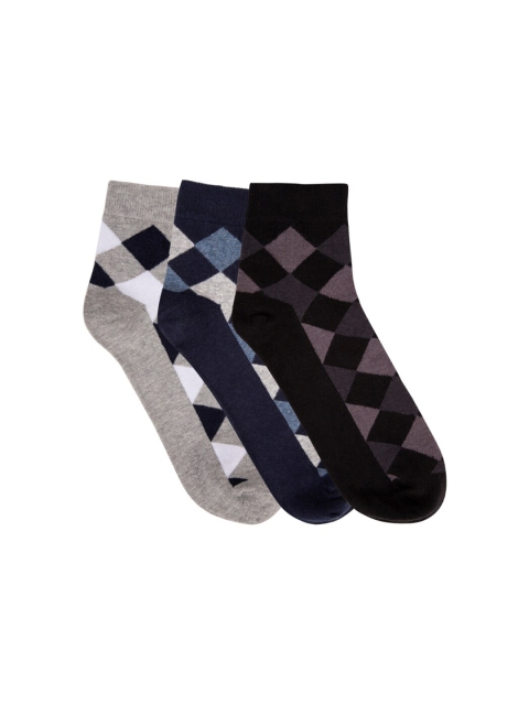 

N2S NEXT2SKIN Men Pack Of 3 Combed Cotton Ankle-Length Socks, Navy blue
