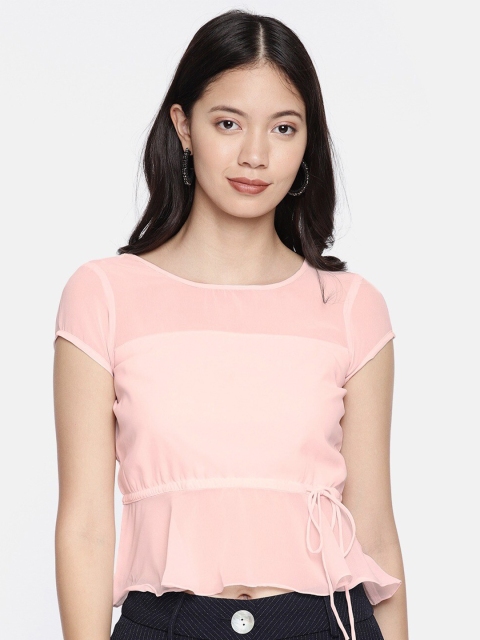 

Ira Soleil Pink Georgette Regular Crop Top
