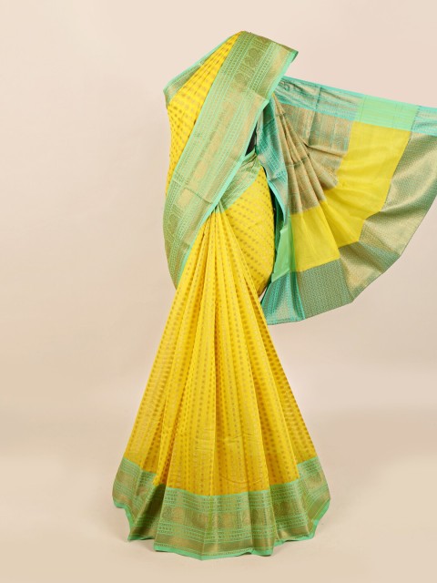

Pothys Yellow & Sea Green Cotton Saree