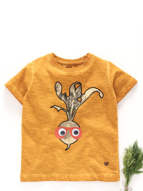 

Ed-a-Mamma Boys Yellow Printed Sustainable T-shirt