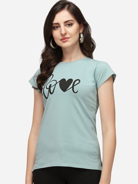 

OM SAI LATEST CREATION Turquoise Blue Printed Regular Top