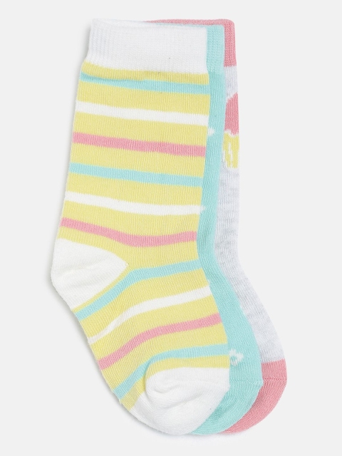 

MINI KLUB Girls Pack Of 3 Patterned Above Ankle-Length Socks, Yellow