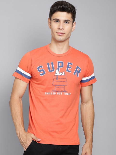 

Free Authority Men Orange Peanuts Printed Cotton Pure Cotton T-shirt