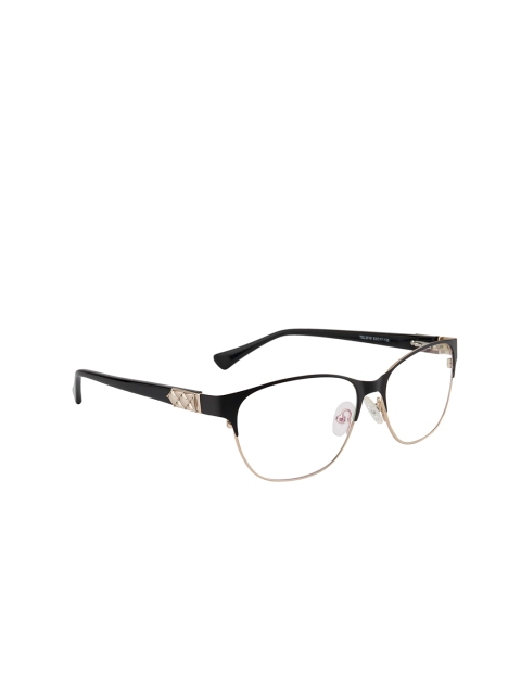 Ted Smith Women Black & Gold-Toned Half Rim Oval Frames