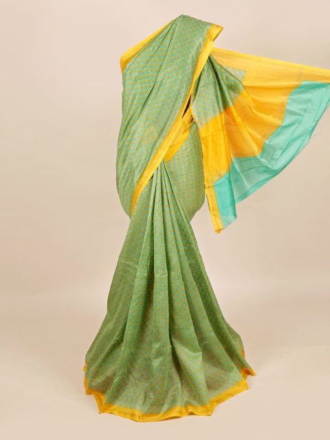 

Pothys Green & Yellow Pure Silk Tussar Saree