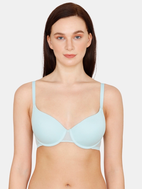 

Zivame Blue Half Coverage Underwired Lightly Padded T-shirt Bra