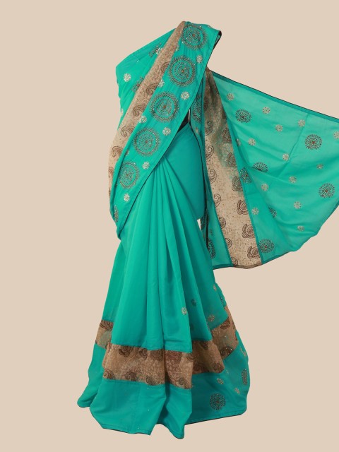 

Pothys Blue & Brown Ethnic Motifs Art Silk Saree