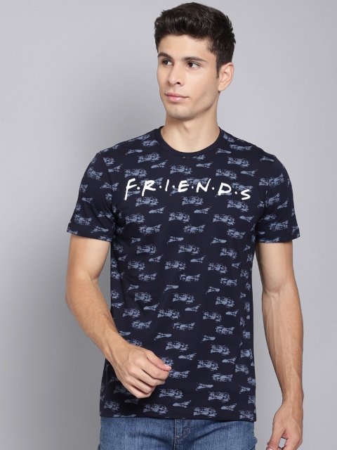 

Free Authority Men Navy Blue Friends Printed Cotton Pure Cotton T-shirt
