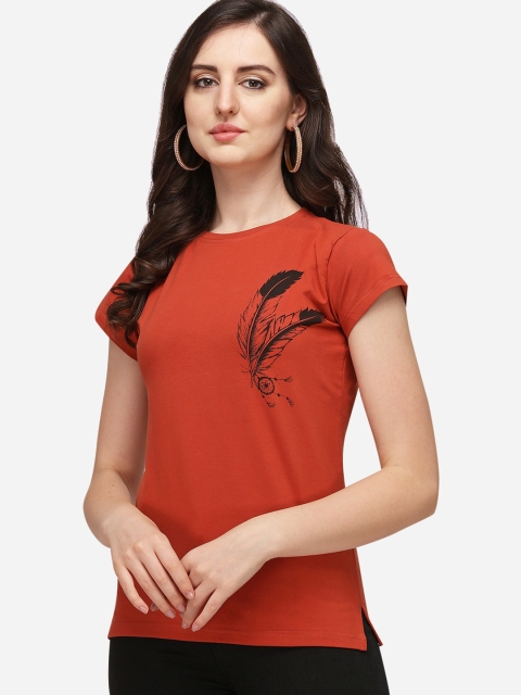 

OM SAI LATEST CREATION Orange & Black Regular Top