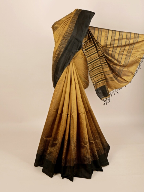 

Pothys Brown & Black Striped Jute Silk Saree