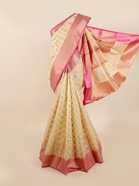 

Pothys Cream & Pink Woven Design Saree