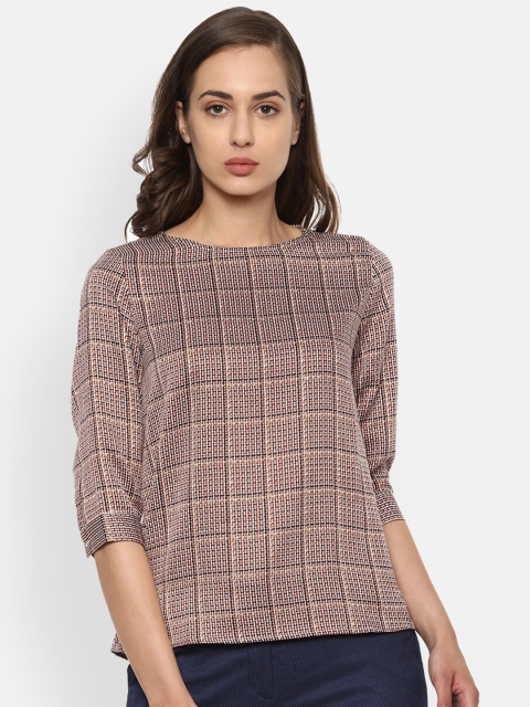 

Van Heusen Woman Beige & Red Checked Regular Top