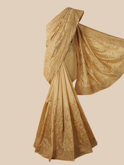 

Pothys Beige Floral Beads and Stones Art Silk Saree